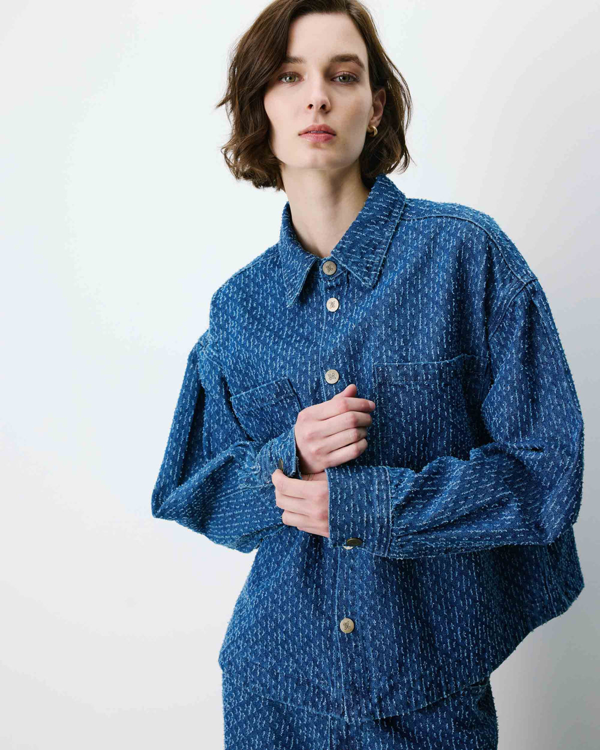 Chemise en denim à motif mediumblue Adriana