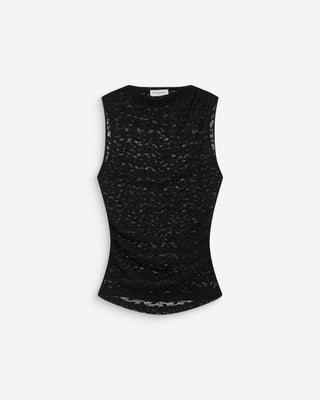 Top ajusté sans manches en dentelle noir Avila