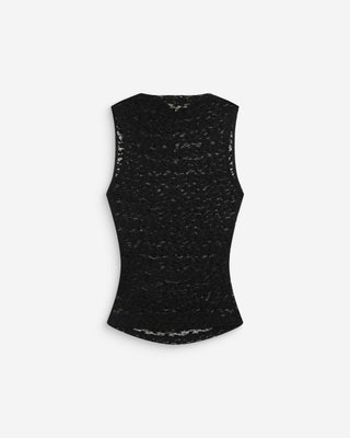 Top ajusté sans manches en dentelle noir Avila