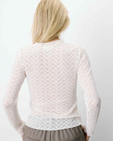 Top en dentelle transparente manches longues ecru Aube