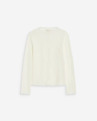 Top en dentelle transparente manches longues ecru Aube