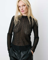 Long-sleeve lace top noir Aube
