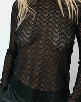 Long-sleeve lace top noir Aube