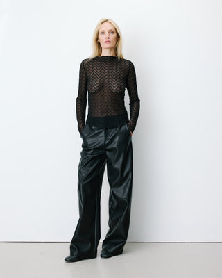 Top en dentelle transparente manches longues noir Aube