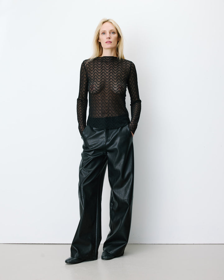 Long-sleeve lace top noir Aube