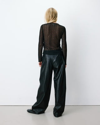 Top en dentelle transparente manches longues noir Aube