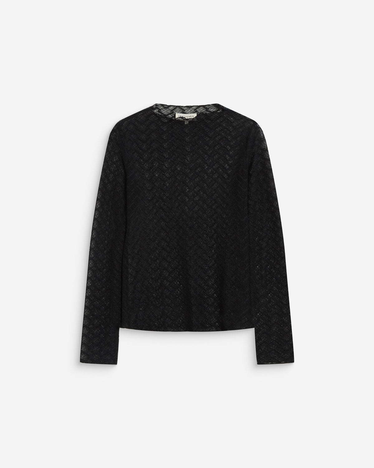 Long-sleeve lace top noir Aube