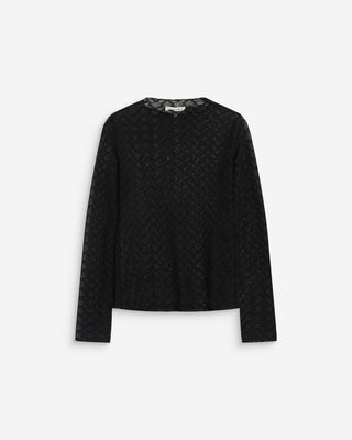 Top en dentelle transparente manches longues noir Aube