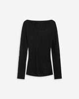 Top en dentelle drapé col bateau noir Avoine