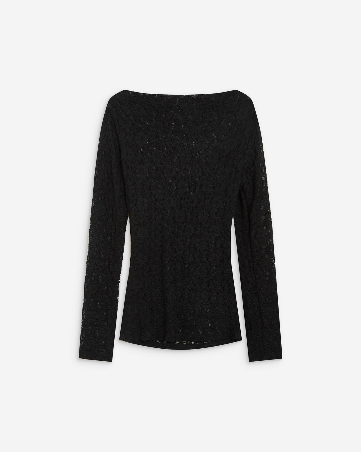 Top en dentelle drapé col bateau noir Avoine
