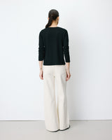 Long-sleeve V-neck T-shirt noir Abricot
