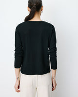 Long-sleeve V-neck T-shirt noir Abricot