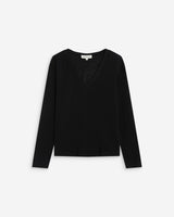Long-sleeve V-neck T-shirt noir Abricot
