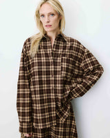 Chemise oversize dos à nouer à carreaux chocolat Arlette
