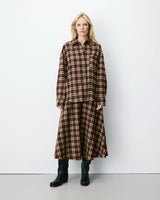 Chemise oversize dos à nouer à carreaux chocolat Arlette