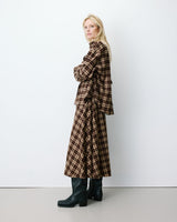 Chemise oversize dos à nouer à carreaux chocolat Arlette