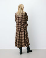 Chemise oversize dos à nouer à carreaux chocolat Arlette