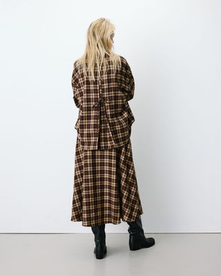 Chemise oversize dos à nouer à carreaux chocolat Arlette
