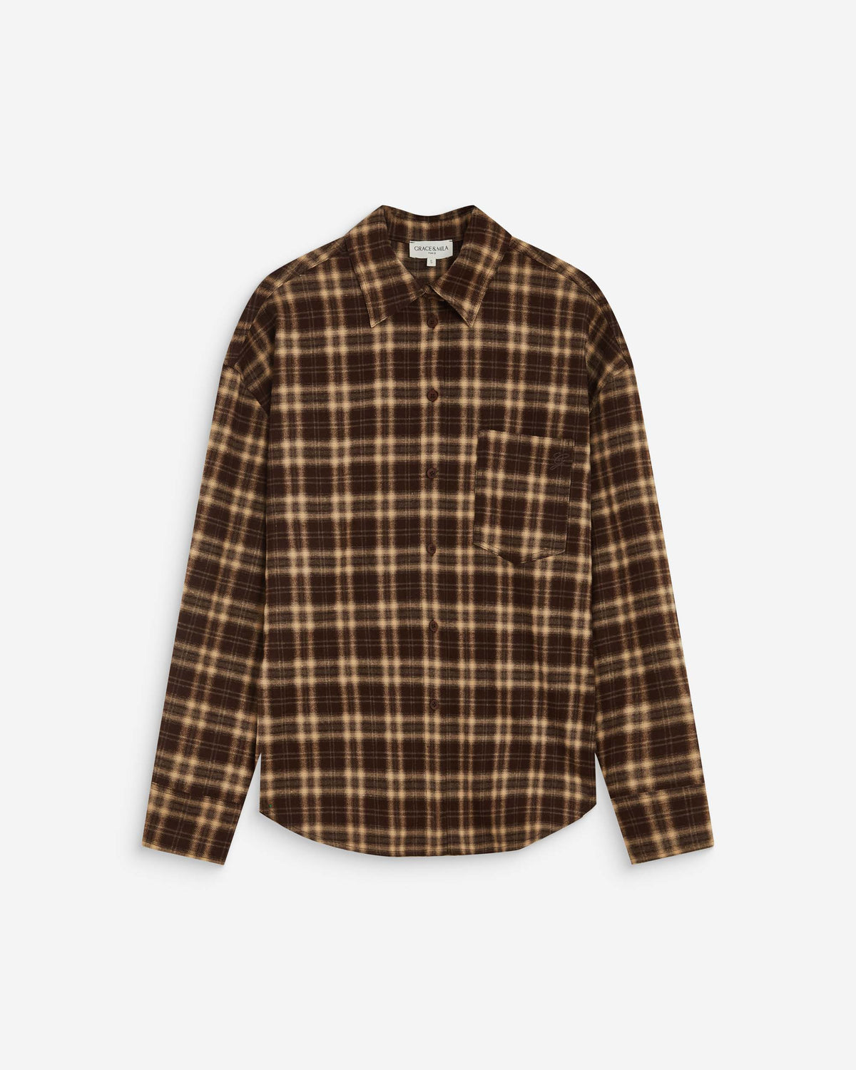 Chemise oversize dos à nouer à carreaux chocolat Arlette