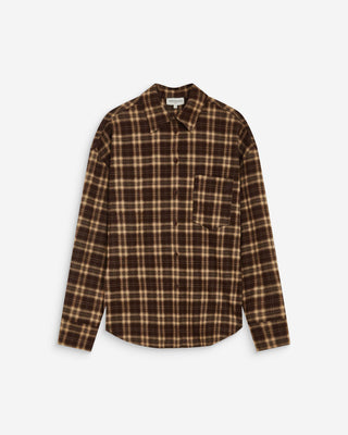 Chemise oversize dos à nouer à carreaux chocolat Arlette