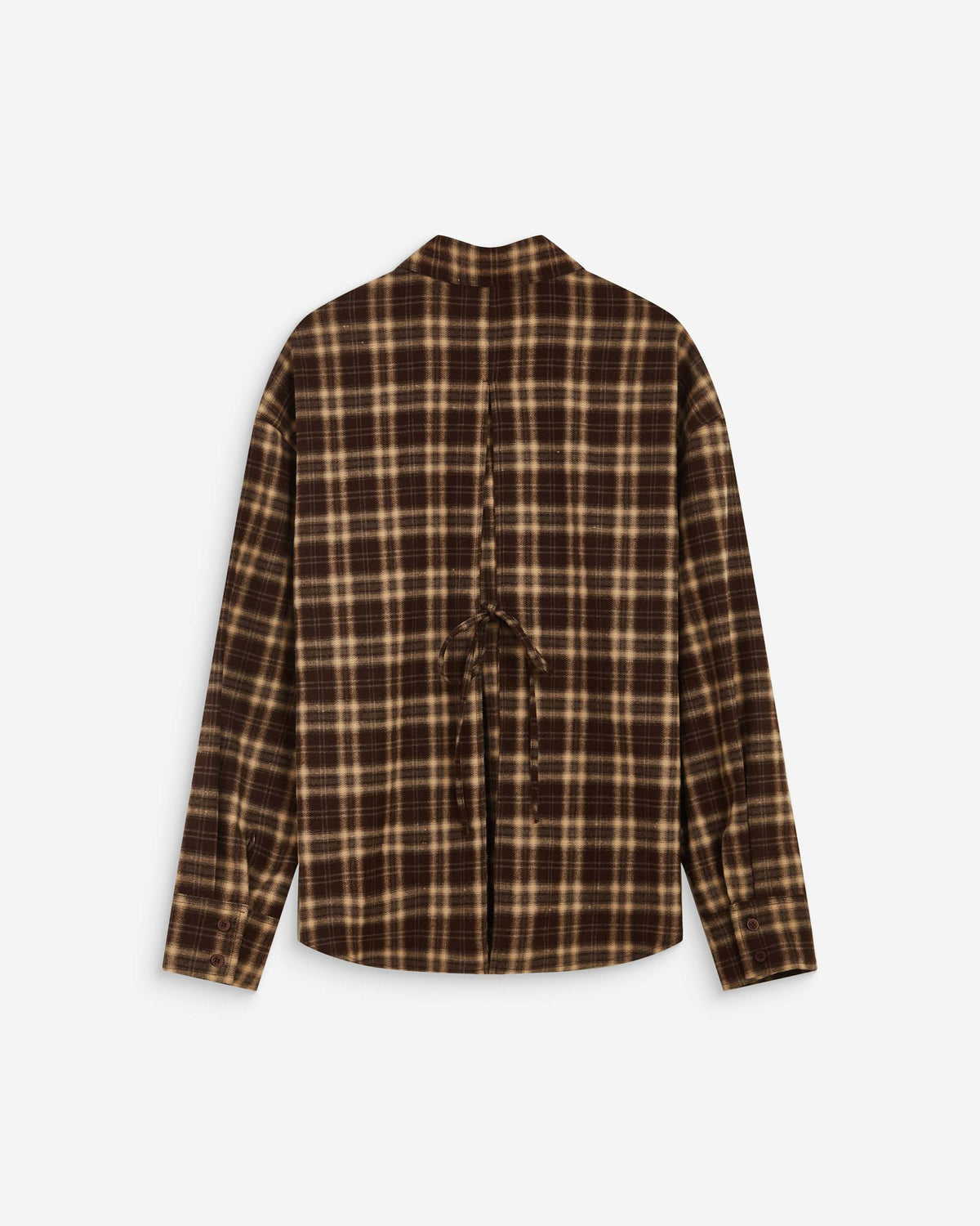 Chemise oversize dos à nouer à carreaux chocolat Arlette