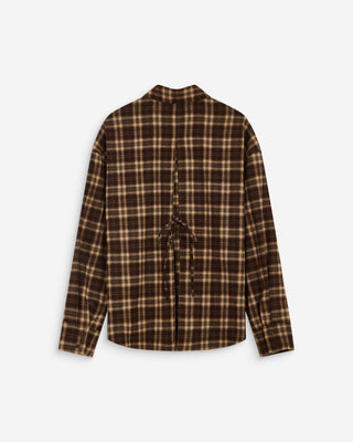Chemise oversize dos à nouer à carreaux chocolat Arlette