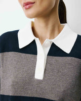 Pull polo ample à larges rayures marine Astre