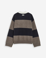 Pull polo ample à larges rayures marine Astre