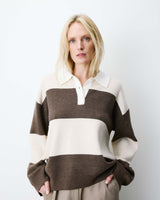 Striped polo sweater sable Astre