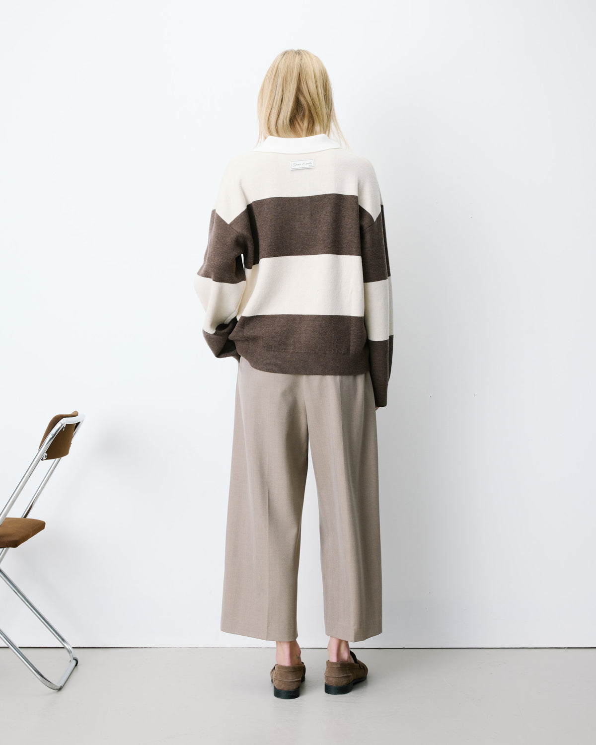 Striped polo sweater sable Astre