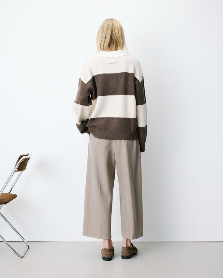 Striped polo sweater sable Astre