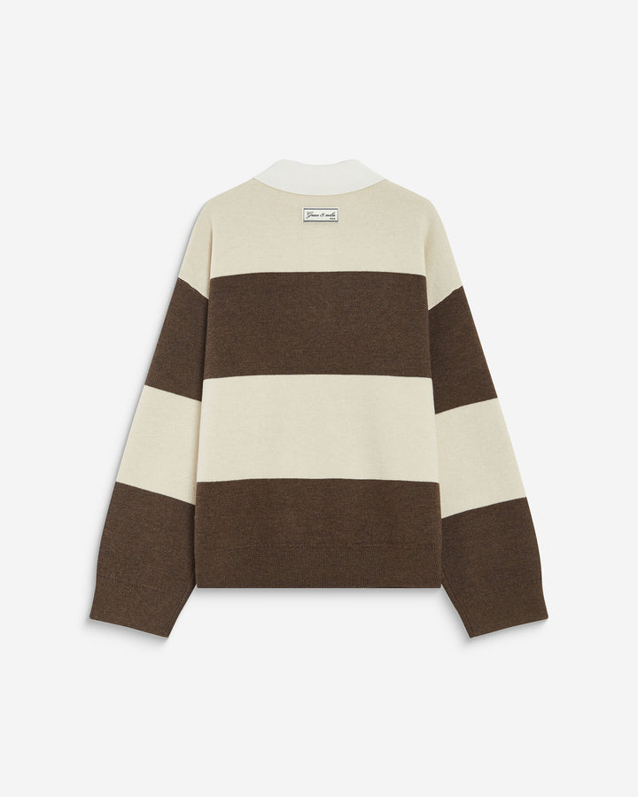 Striped polo sweater sable Astre