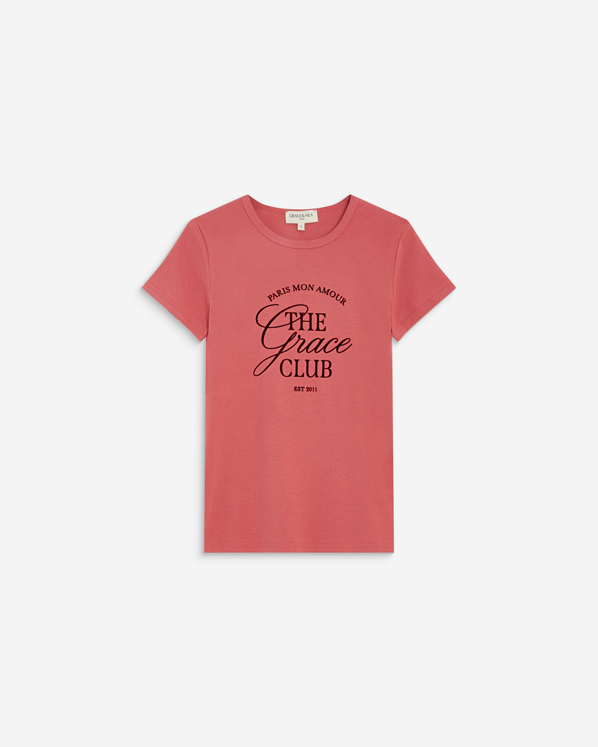 T-shirt col rond à message blush Amoris