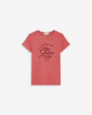T-shirt col rond à message blush Amoris