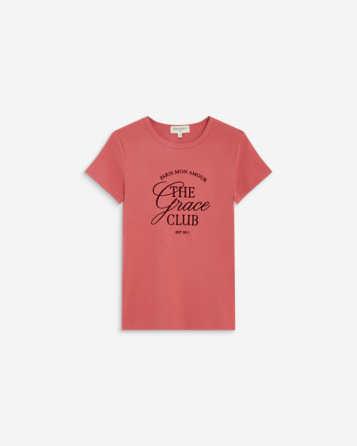 T-shirt col rond à message blush Amoris