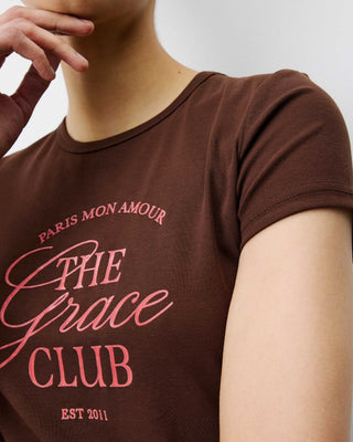 T-shirt col rond à message chocolat Amoris
