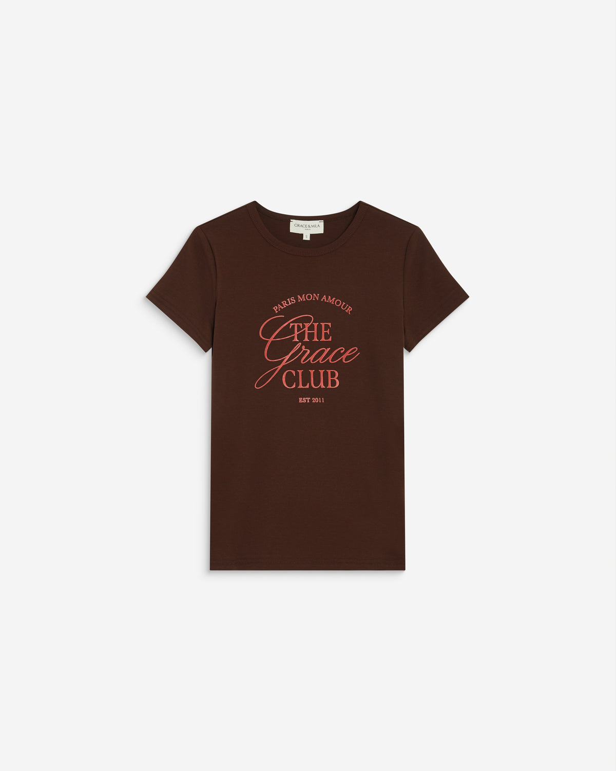 T-shirt col rond à message chocolat Amoris