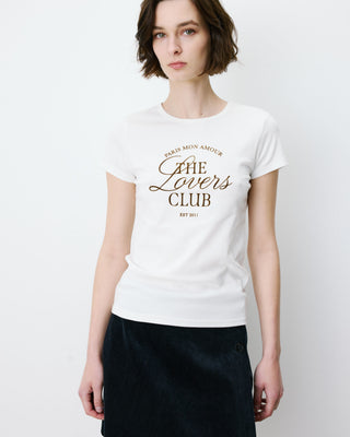 T-shirt col rond à message ivoire Amoris