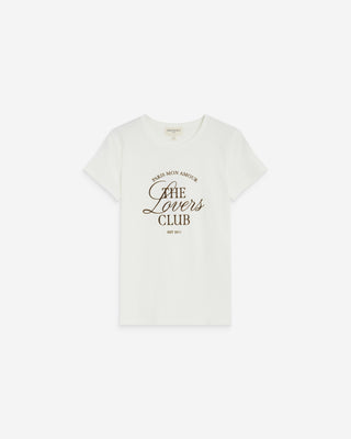 T-shirt col rond à message ivoire Amoris