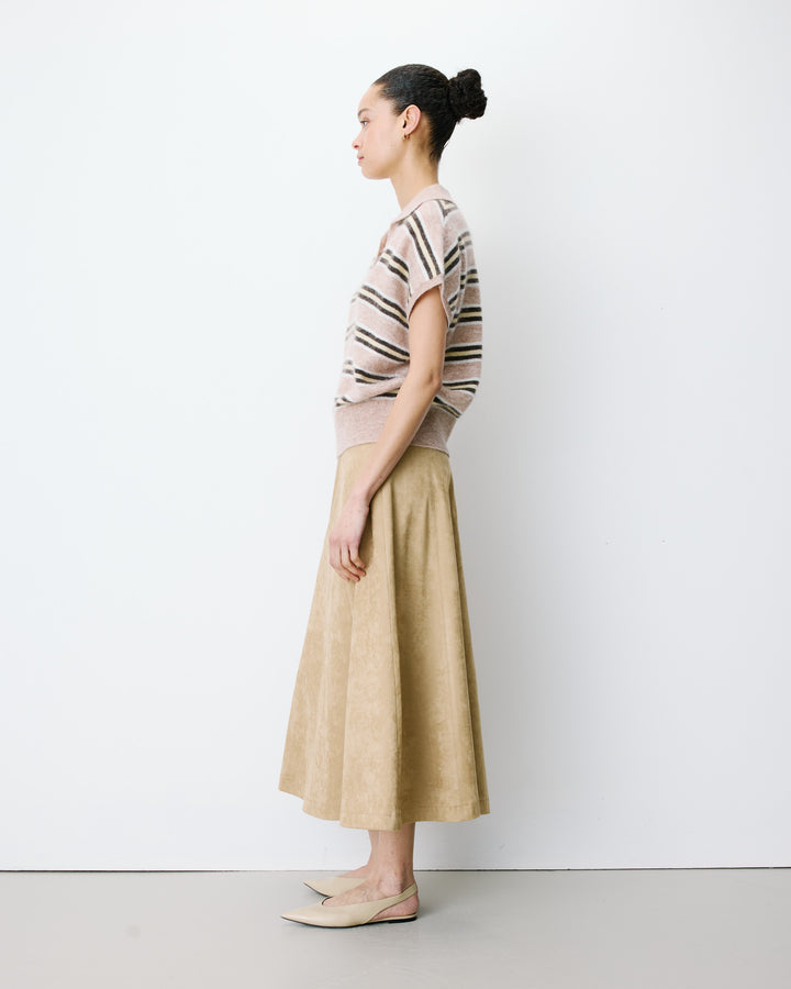 Short-sleeve striped knit polo beige Aizen