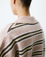 Short-sleeve striped knit polo beige Aizen