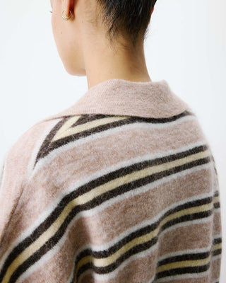 Short-sleeve striped knit polo beige Aizen