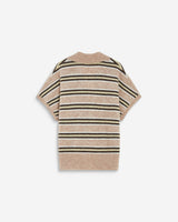 Short-sleeve striped knit polo beige Aizen