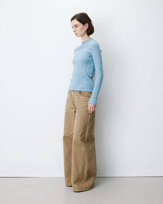 Pull ajusté en maille fine col montant bleuet Alino