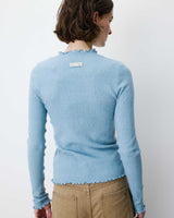 Pull ajusté en maille fine col montant bleuet Alino