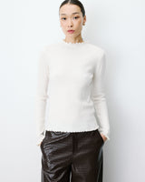 Pull ajusté en maille fine col montant ivoire Alino