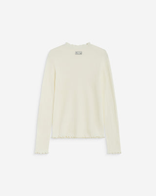 Pull ajusté en maille fine col montant ivoire Alino