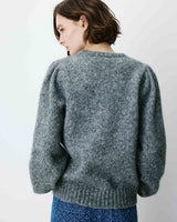 Pull en maille col rond épaules froncées anthracite Antoine