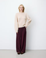 Pull en maille col rond épaules froncées beige Antoine