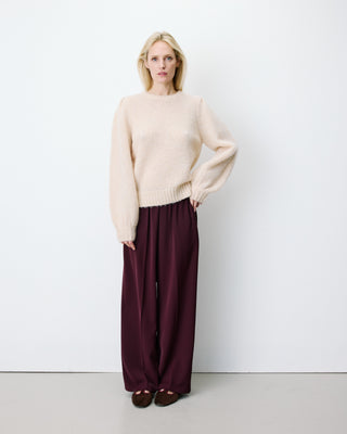 Pull en maille col rond épaules froncées beige Antoine